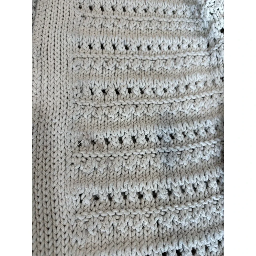 Zara chunky cardigan sweater boho fringe grey women's size small cotton blend - Picture 6 of 11